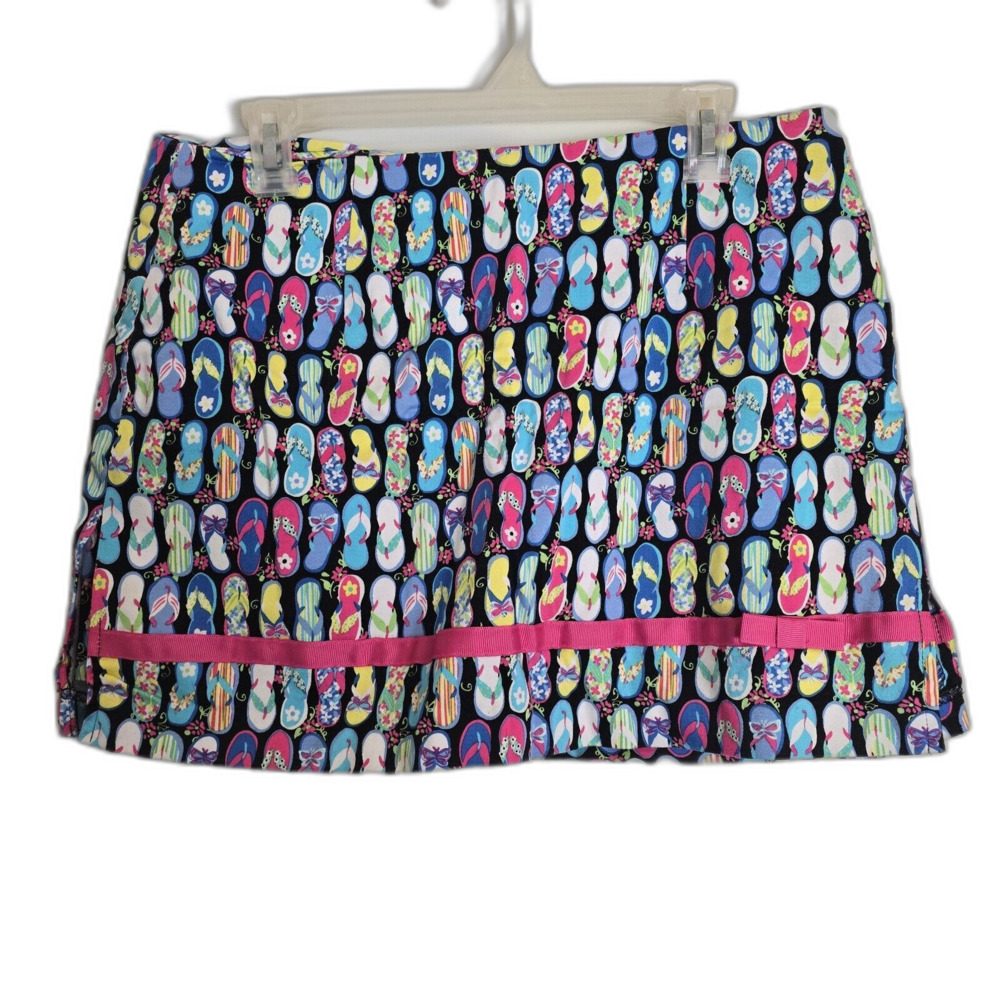 Vintage Y2K Bamboo Traders Skorts 14 Petite Flip Flop Print Beachy Pickleball